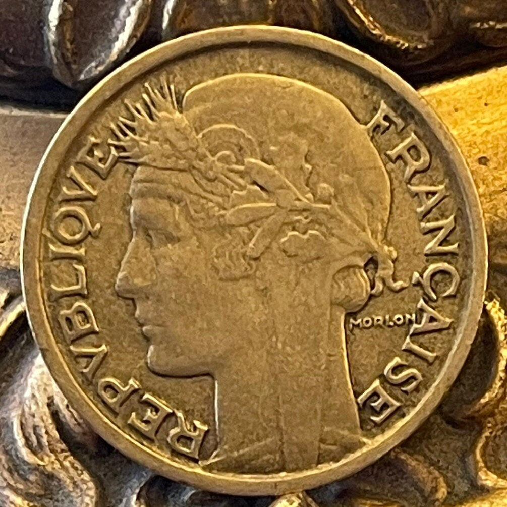 Marianne 2 Francs & Liberté, Égalité, Fraternité France Authentic Coin Money for Jewelry (Liberty Equality Brotherhood) (Third Republic)