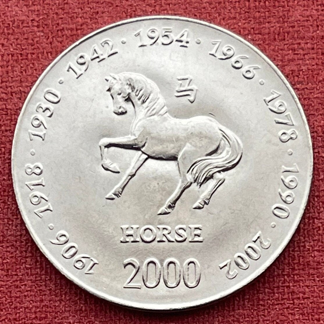 Year of the Horse Chinese Zodiac 10 Shillings Somalia Authentic Coin Money for Jewelry (2000) 1906 1918 1930 1942 1954 1966 1978 1990 2002