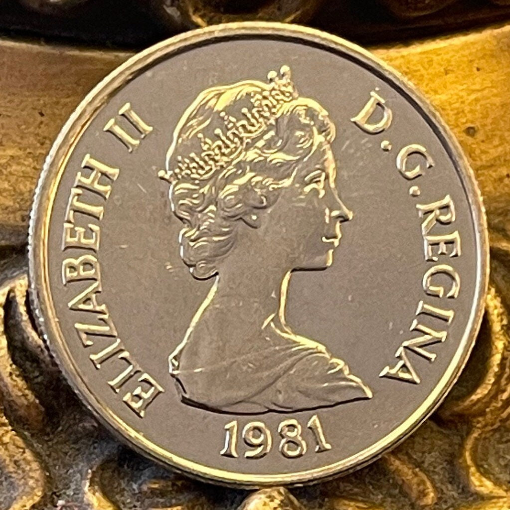 Spiny Lobster Quarter Crown Turks and Caicos Authentic Coin Money for Jewelry and Craft Making (1981) (Sea Crayfish) (Langusta)