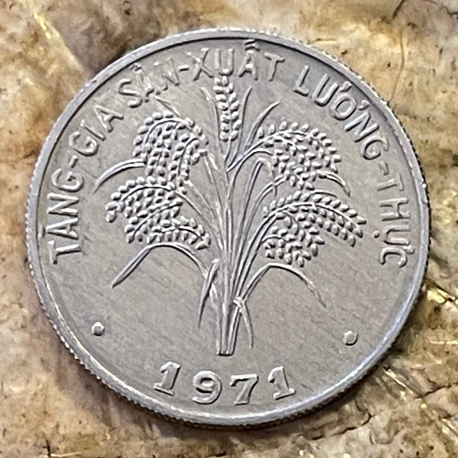 Rice Stalks 1 Dong Vietnam Authentic Coin Money for Jewelry and Craft Making (South Vietnam) (1971)