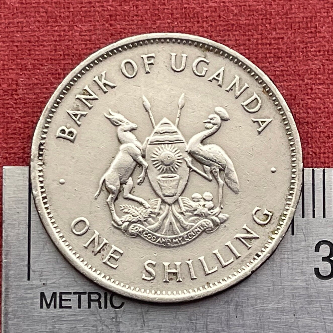 Mountains of the Moon & Crested Crane 1 Shilling Uganda Authentic Coin Money for Jewelry (Rwenzori Mountains) (Nile) (Grateful Dead)