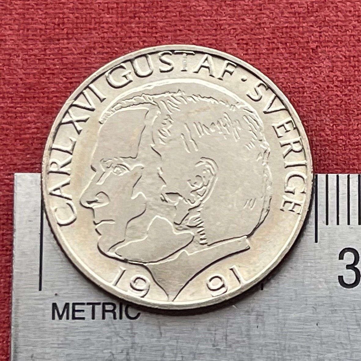 King Carl XVI Gustaf 1 Krona Sweden Authentic Coin Money for Jewelry and Craft Making (Three Crowns)
