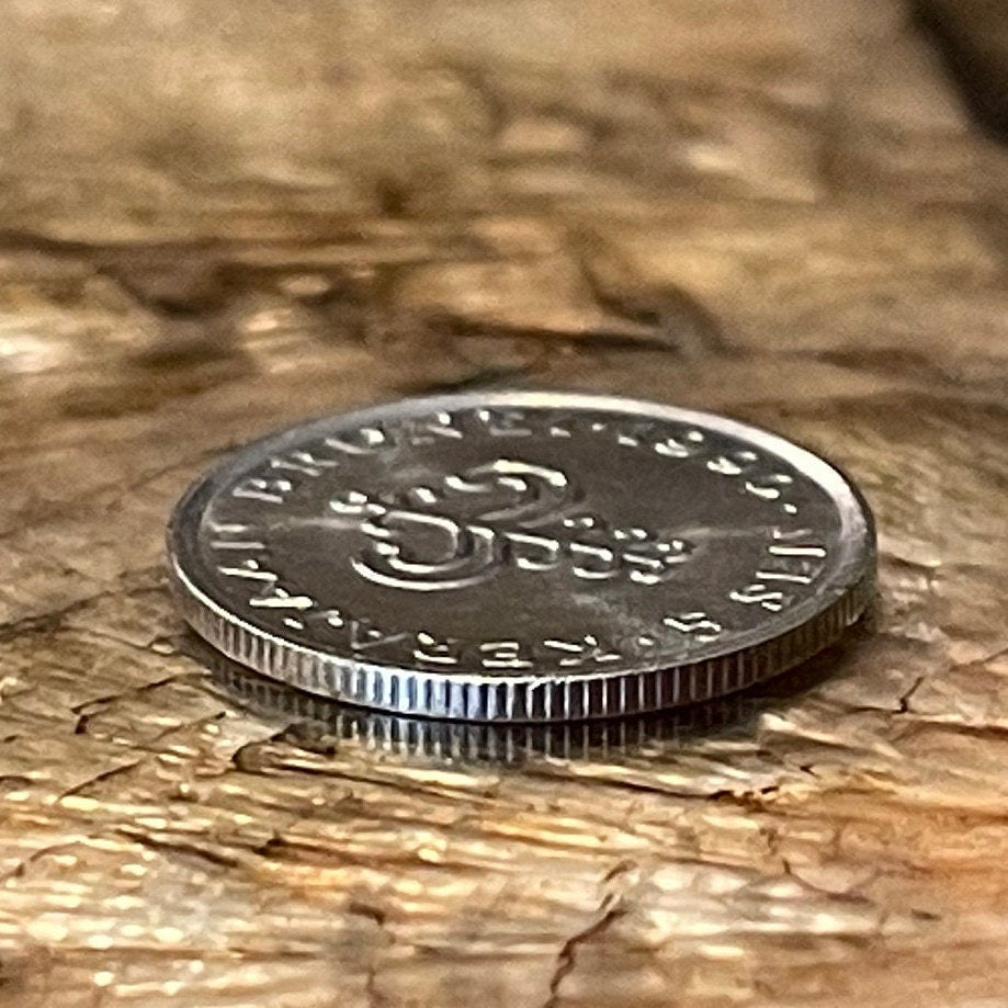 Flying Bird Motif & Sultan Hassanal Bolkiah 5 Sen Brunei Authentic Coin Money for Jewelry and Craft Making (Richest Man)