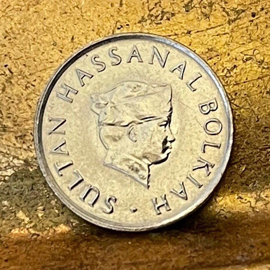 Flying Bird Motif & Sultan Hassanal Bolkiah 5 Sen Brunei Authentic Coin Money for Jewelry and Craft Making (Richest Man)