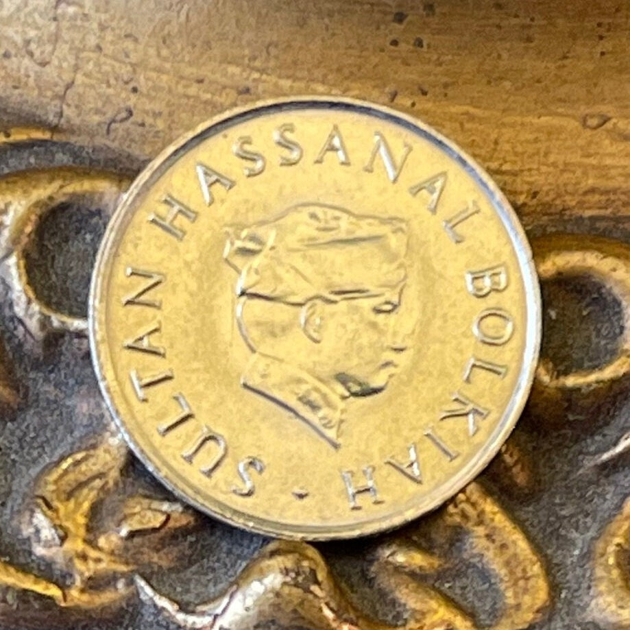 Flying Bird Motif & Sultan Hassanal Bolkiah 5 Sen Brunei Authentic Coin Money for Jewelry and Craft Making (Richest Man)