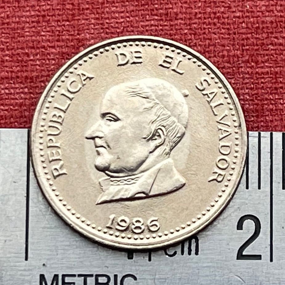 Father José Matías Delgado 25 Centavos El Salvador Authentic Coin Money for Jewelry (Father of the Salvadoran Fatherland) (Priest)