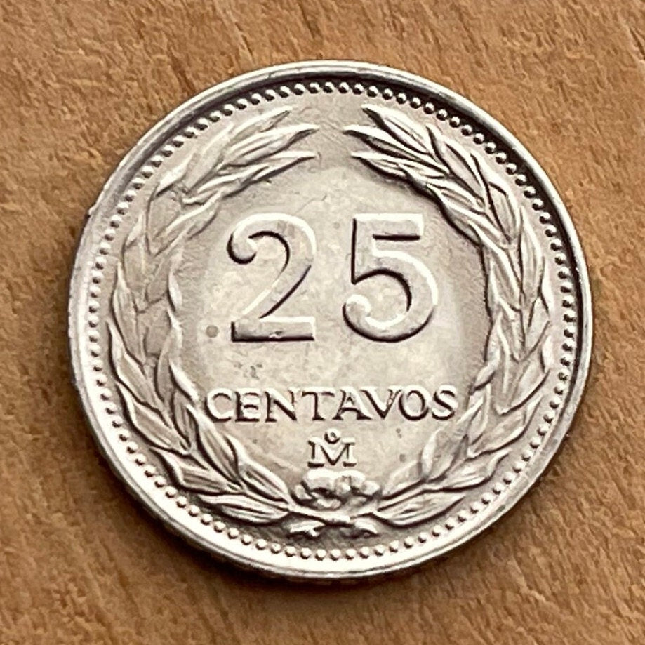 Father José Matías Delgado 25 Centavos El Salvador Authentic Coin Money for Jewelry (Father of the Salvadoran Fatherland) (Priest)