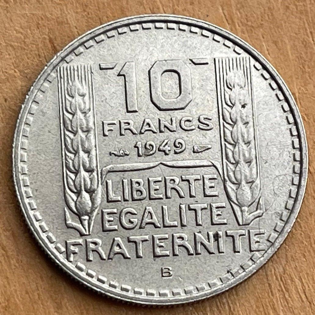 Art Deco Marianne in Phrygian Cap 10 Francs France Authentic Coin Money for Jewelry and Crafts (Turin Type) (Liberté, Egalité, Fraternité)