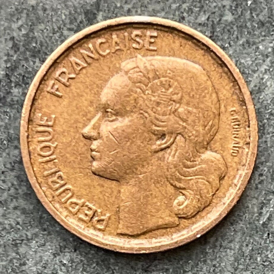 Gallic Rooster 10 Francs Chantecler & Marianne France Authentic Coin Money for Jewelry and Craft Making (Le Coq Francais) (Fourth Republic)