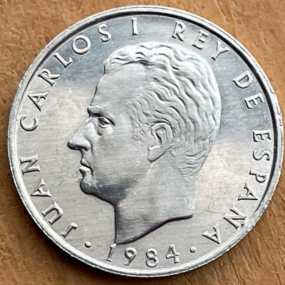 Spain Map & King Juan Carlos 2 Pesetas Authentic Coin Money for Jewelry and Craft Making (Balearic Islands) (Canary Islands)