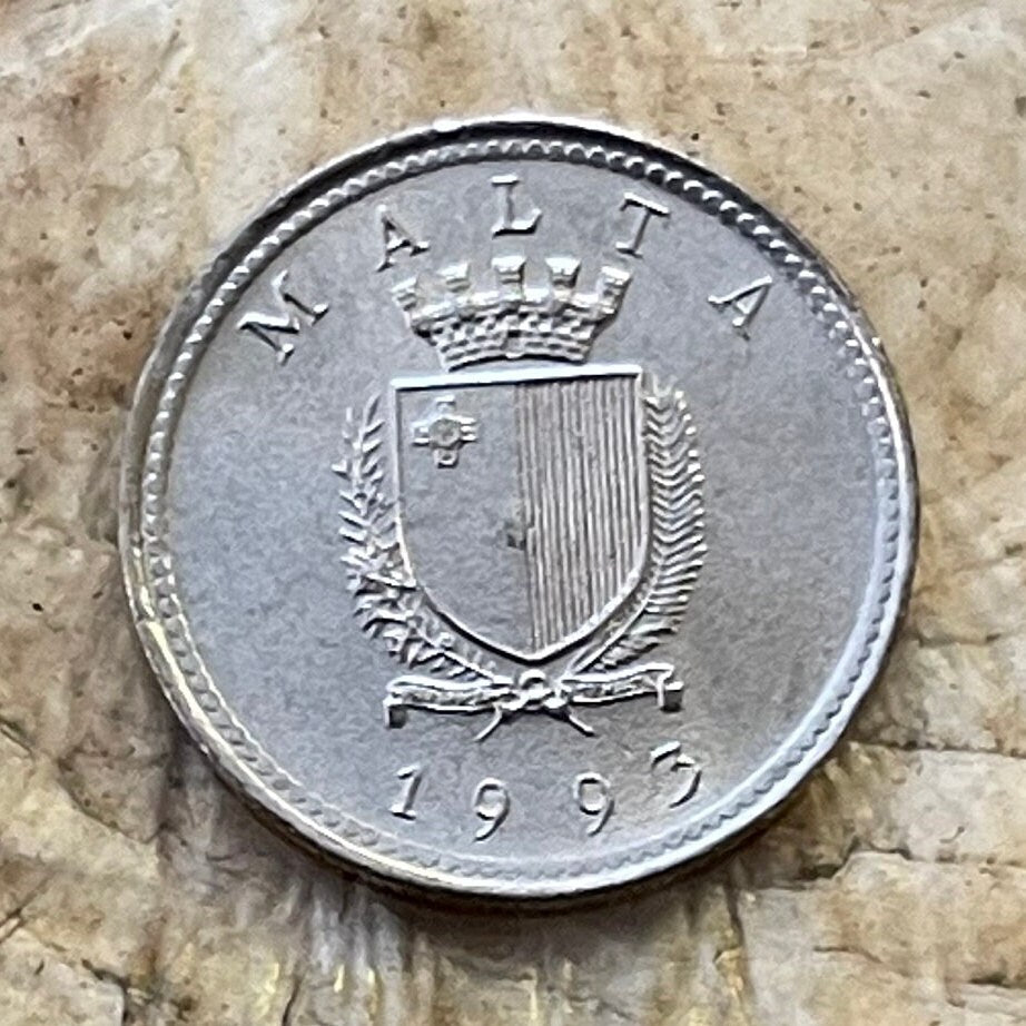 Olive Branch 2 Cents Malta Authentic Coin Money for Jewelry and Craft Making (Peace) (Victory)