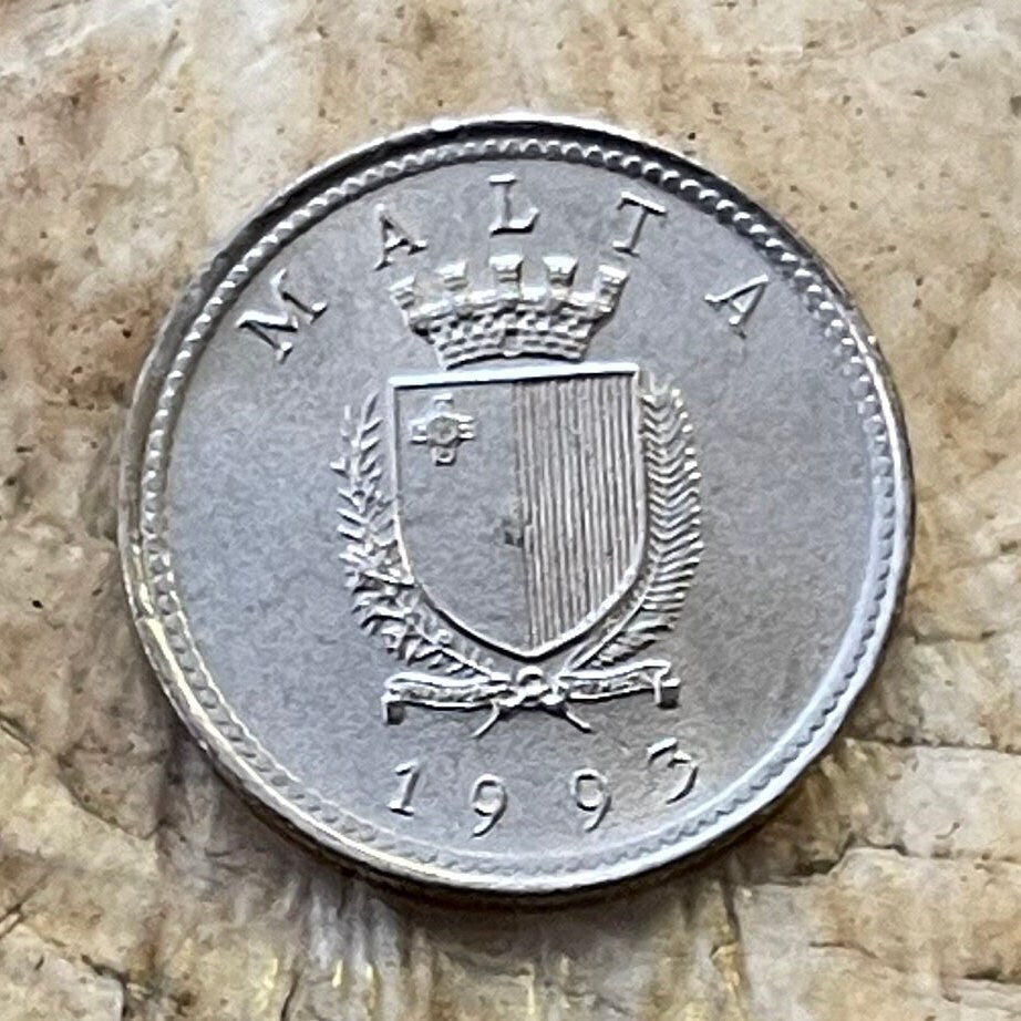 Olive Branch 2 Cents Malta Authentic Coin Money for Jewelry and Craft Making (Peace) (Victory)