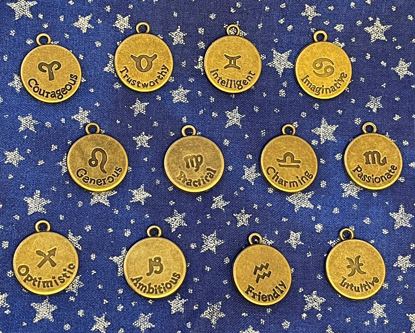 Greek Zodiac charm,Astrology,Birthday-silver,bronze;Aries Taurus Gemini Cancer Leo Virgo Libra Scorpio Sagittarius Capricorn Aquarius Pisces