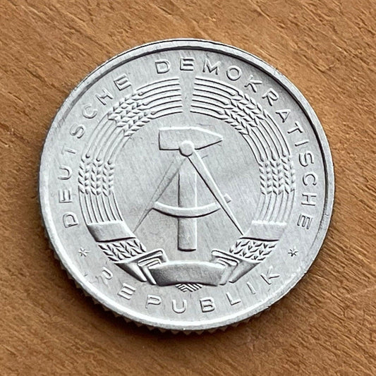 Hammer, Compass, Corn Wreath 50 Pfennig East Germany Authentic Coin Money for Jewelry and Craft Making (German Democratic Republic)