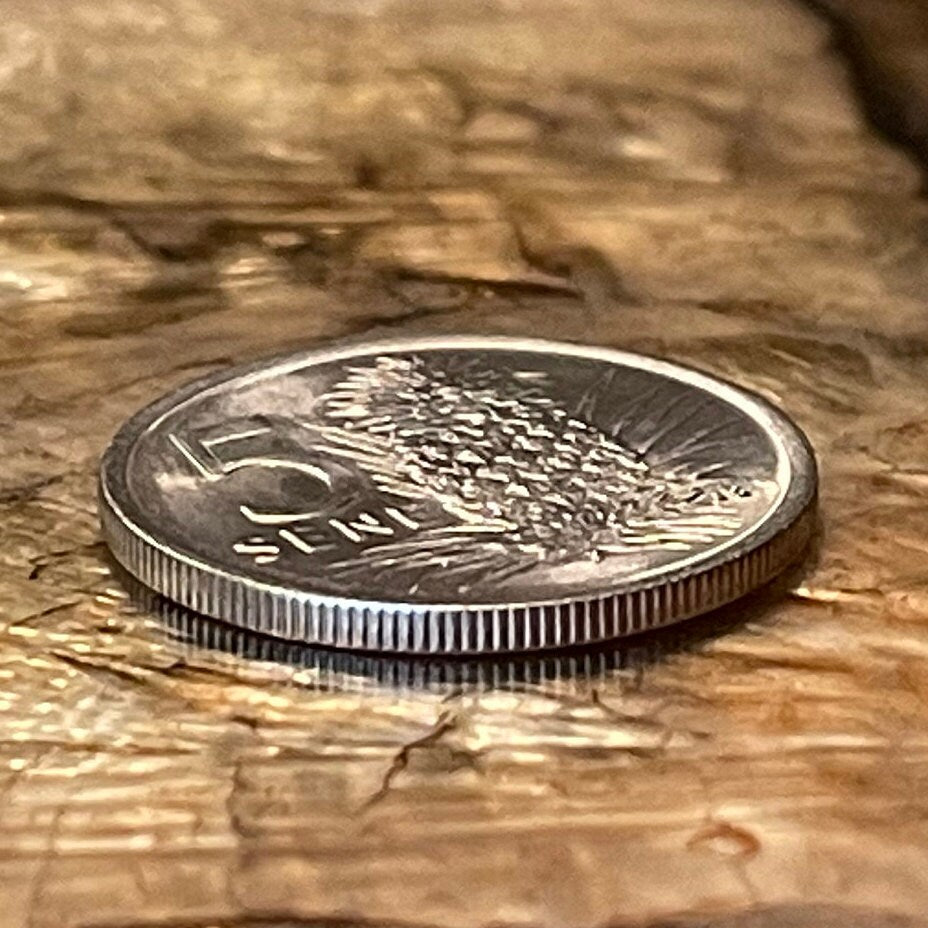 Pineapple & President-for-Life Malietoa Tanumafili II 5 Sene Samoa Authentic Coin Money for Jewelry and Craft Making