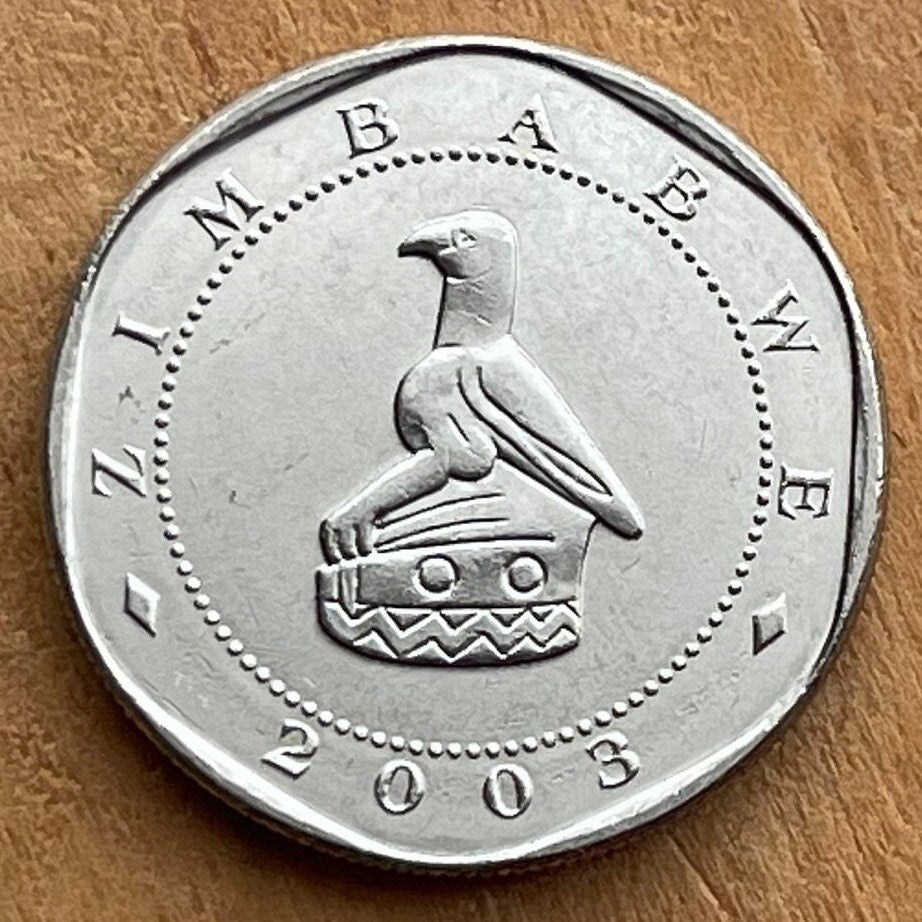 Cape Buffalo & Great Zimbabwe Bird 10 Dollars Zimbabwe Authentic Coin Money for Jewelry and Craft Making (Wild African Buffalo) (Shona)