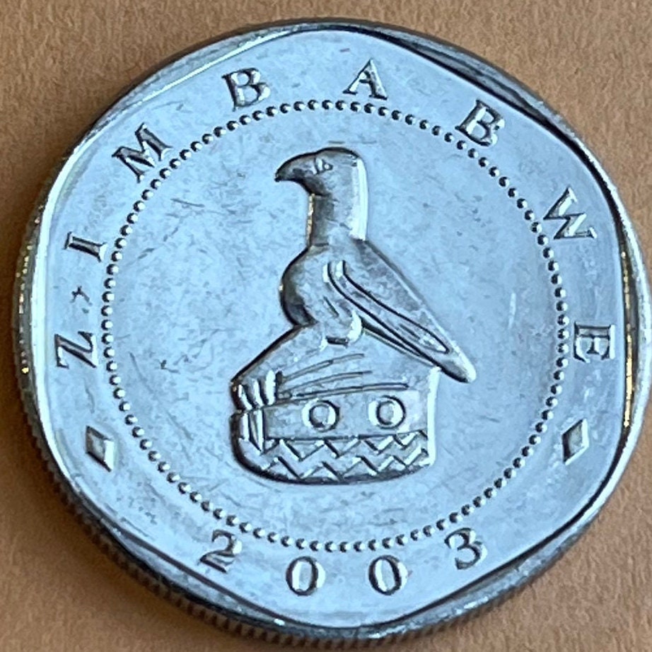 Cape Buffalo & Great Zimbabwe Bird 10 Dollars Zimbabwe Authentic Coin Money for Jewelry and Craft Making (Wild African Buffalo) (Shona)