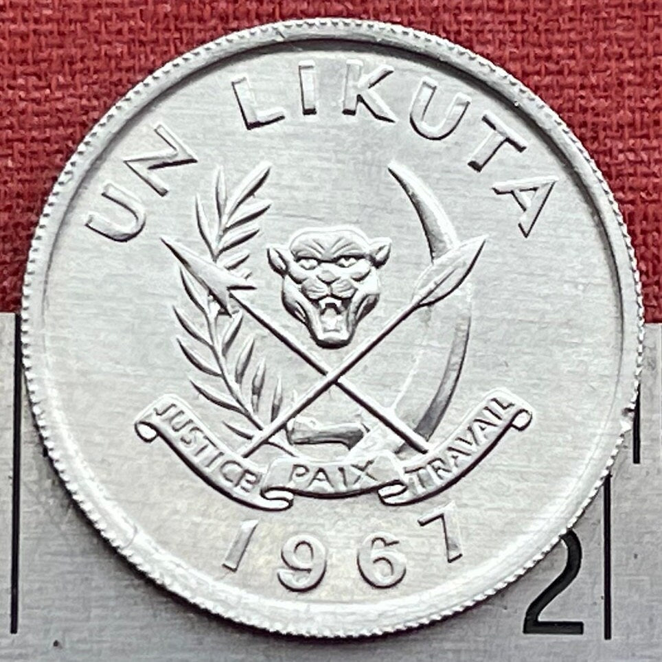 Leopard 1 Likuta Congo Authentic Coin Money for Jewelry and Craft Making (1967)