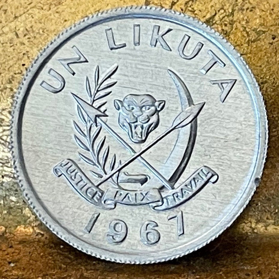 Leopard 1 Likuta Congo Authentic Coin Money for Jewelry and Craft Making (1967)
