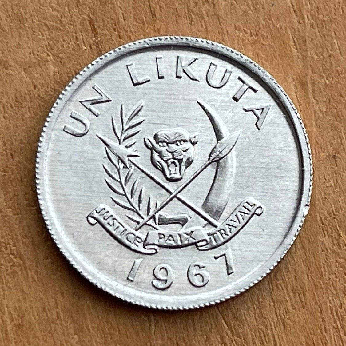 Leopard 1 Likuta Congo Authentic Coin Money for Jewelry and Craft Making (1967)