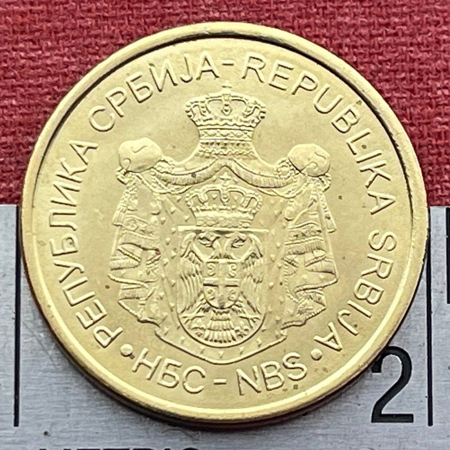 Privileged National Bank Building 1 Dinar Serbia Authentic Coin Money for Jewelry and Craft Making