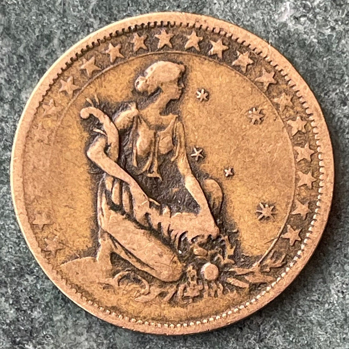 Goddess Abundantia with Cornucopia & Southern Cross Constellation 1000 Réis Brazil Authentic Coin Money for Jewelry and Craft Making (Crux)