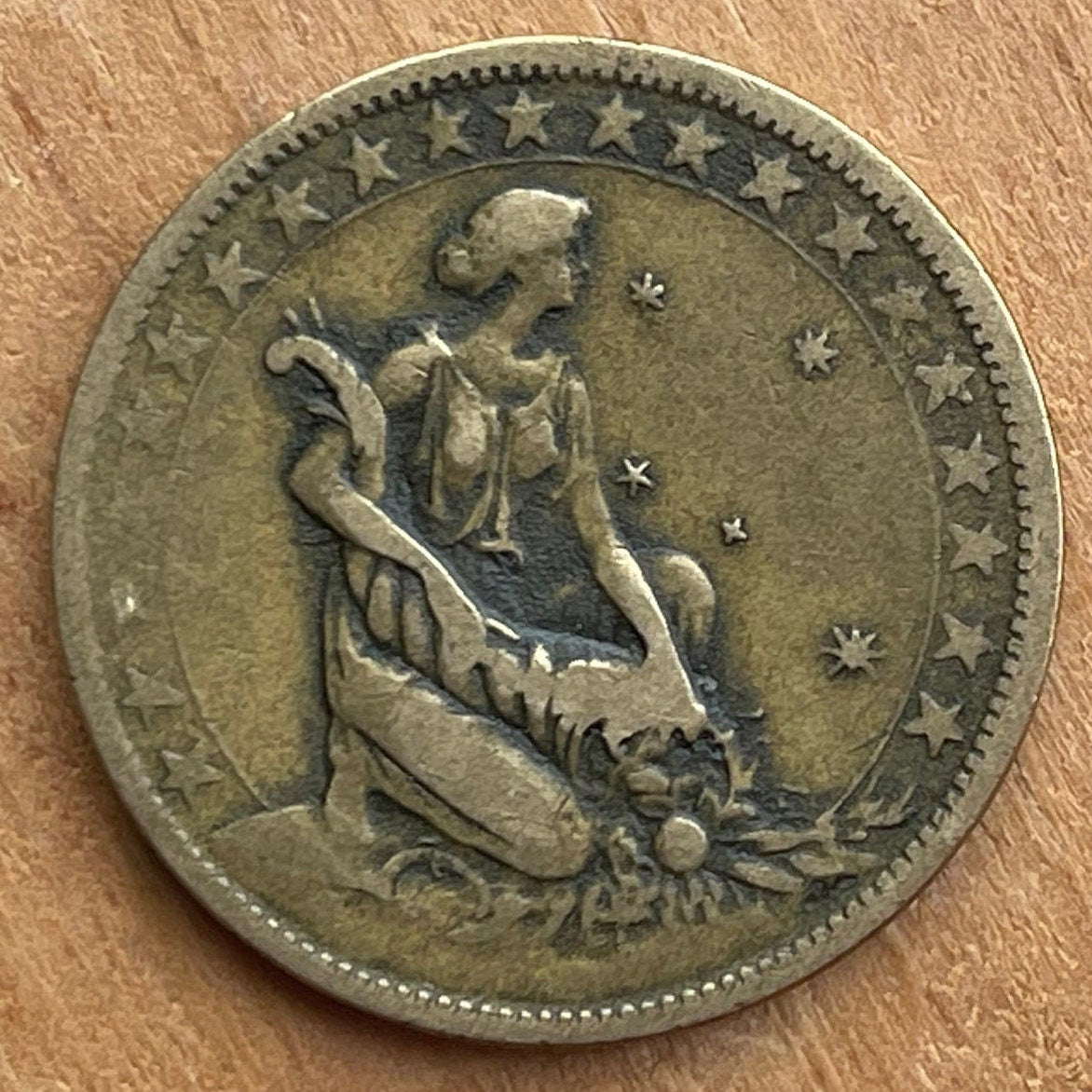 Goddess Abundantia with Cornucopia & Southern Cross Constellation 1000 Réis Brazil Authentic Coin Money for Jewelry and Craft Making (Crux)