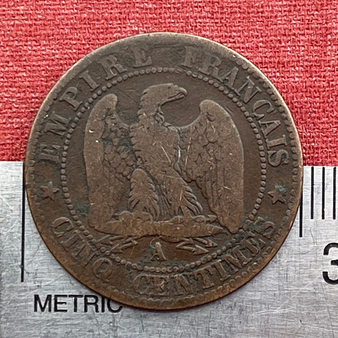 Emperor Napoleon III & French Imperial Eagle 5 Centimes France Authentic Coin Money for Jewelry and Craft Making (Second Empire)
