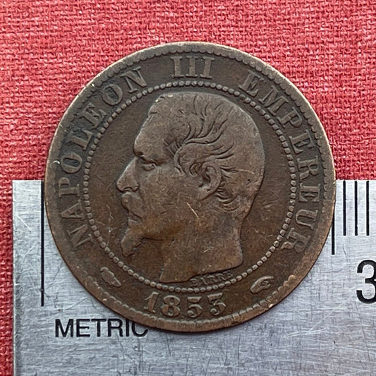 Emperor Napoleon III & French Imperial Eagle 5 Centimes France Authentic Coin Money for Jewelry and Craft Making (Second Empire)