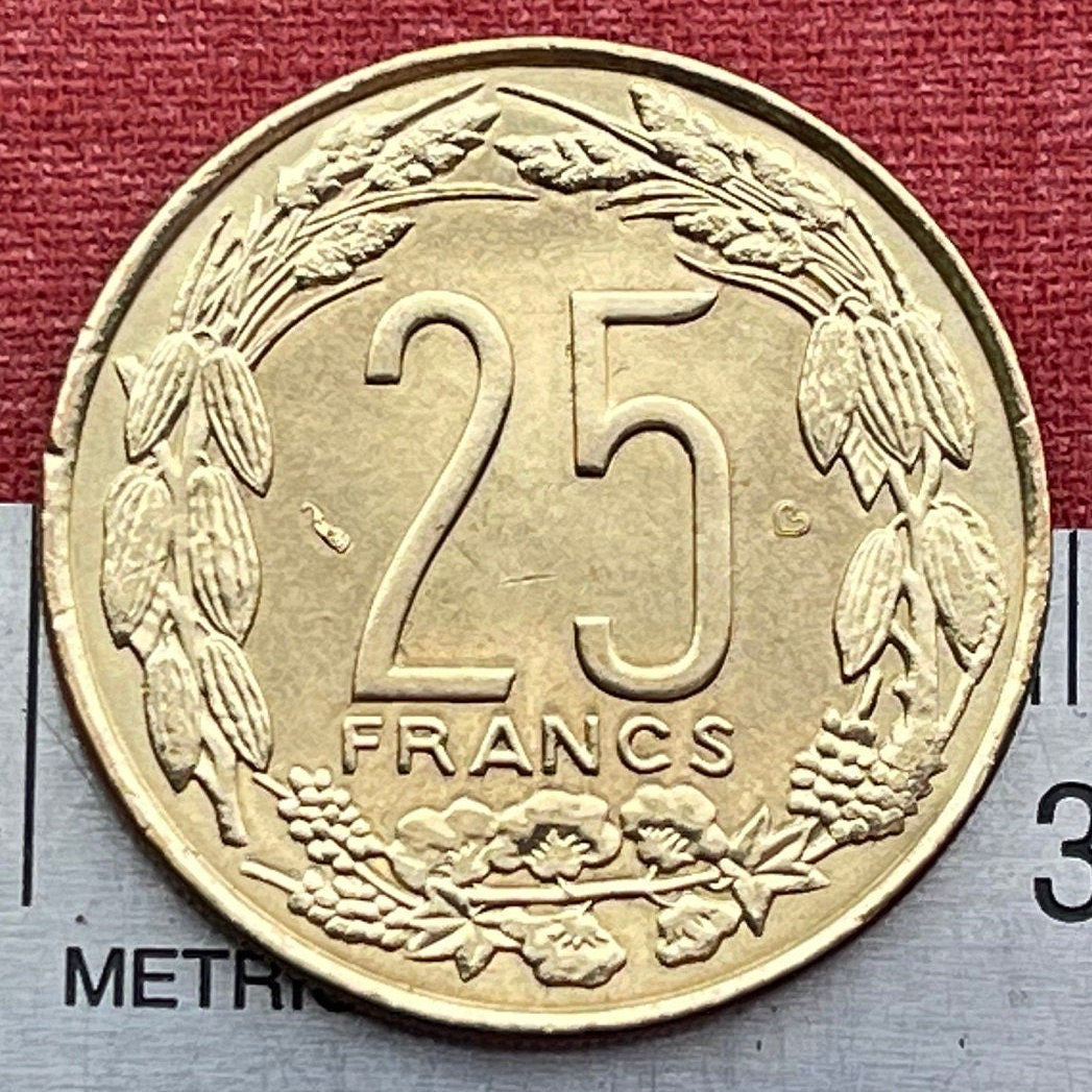 Giant Elands 25 Francs Central African States Authentic Coin Money for Jewelry and Craft Making (Lord Derby Eland) 2003