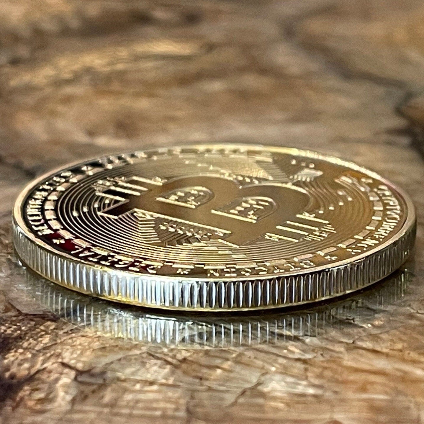 Bitcoin Logo Charm with Miner's Axe & Circuitboard 24-Karat Gold-plated Novelty Medallion (No Monetary Value) (Cryptocurrency) (BTC Mining)