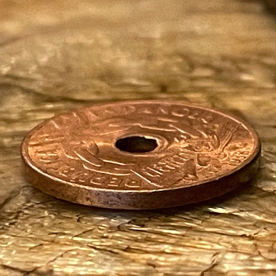 Book Breaks Chains of Ignorance 25 Centimos Second Spanish Republic 1938 Authentic Coin Money for Jewelry (Public Education) (Hole in Coin)