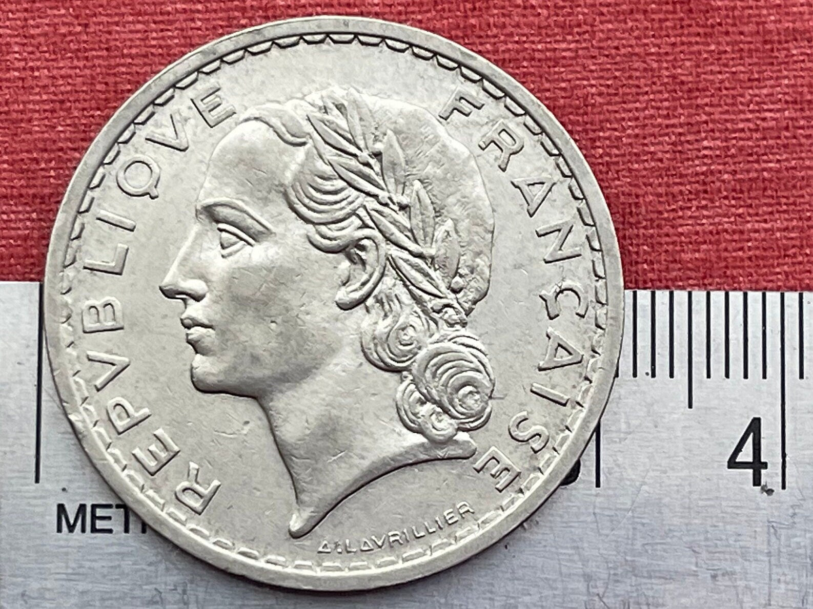 Marianne Laureate 5 Francs France Authentic Coin Money for Jewelry and Craft Making (Third Republic) (Victory Wreath)