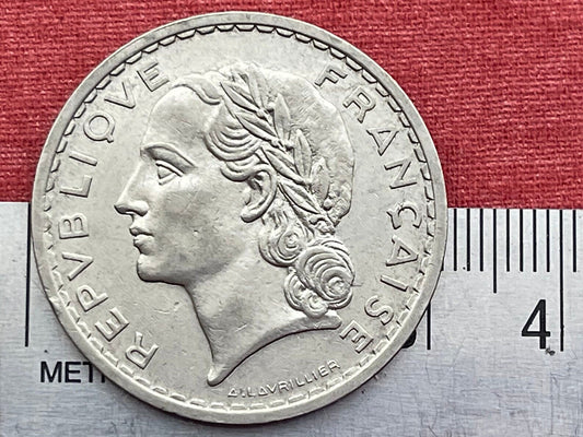 Marianne Laureate 5 Francs France Authentic Coin Money for Jewelry and Craft Making (Third Republic) (Victory Wreath)