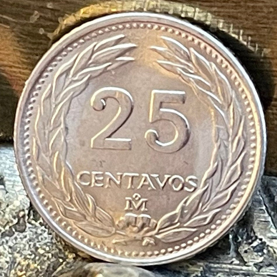 Father José Matías Delgado 25 Centavos El Salvador Authentic Coin Money for Jewelry (Father of the Salvadoran Fatherland) (Priest)