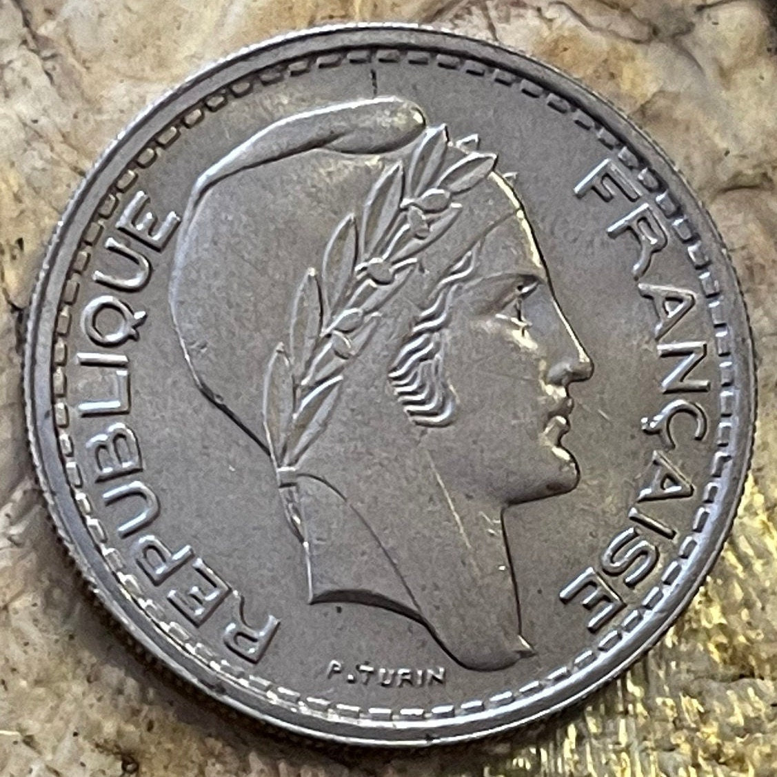 Art Deco Marianne in Phrygian Cap 10 Francs France Authentic Coin Money for Jewelry and Crafts (Turin Type) (Liberté, Egalité, Fraternité)