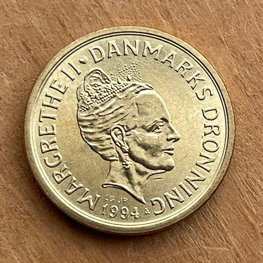 Queen Margrethe II 10 Kroner Denmark Authentic Coin Money for Jewelry and Craft Making (Three Lions)