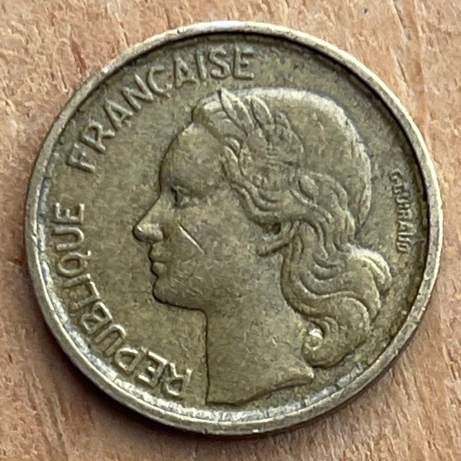 Gallic Rooster 10 Francs Chantecler & Marianne France Authentic Coin Money for Jewelry and Craft Making (Le Coq Francais) (Fourth Republic)