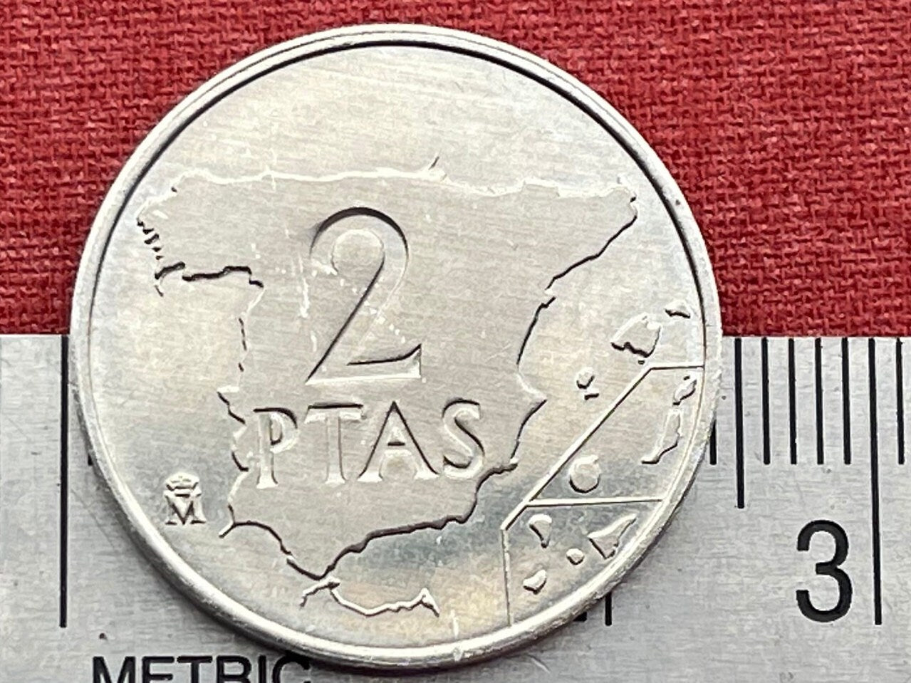 Spain Map & King Juan Carlos 2 Pesetas Authentic Coin Money for Jewelry and Craft Making (Balearic Islands) (Canary Islands)