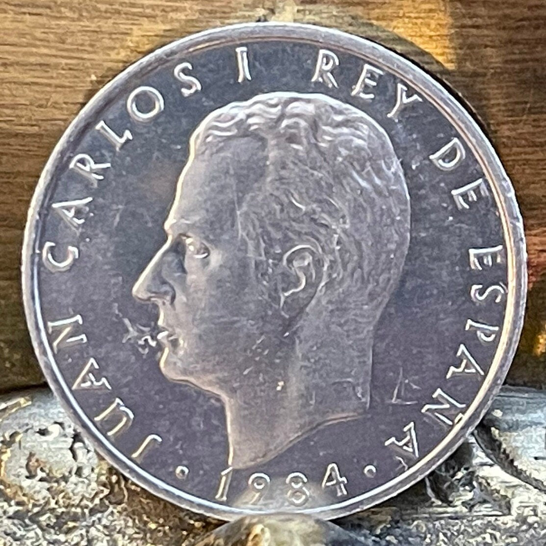 Spain Map & King Juan Carlos 2 Pesetas Authentic Coin Money for Jewelry and Craft Making (Balearic Islands) (Canary Islands)