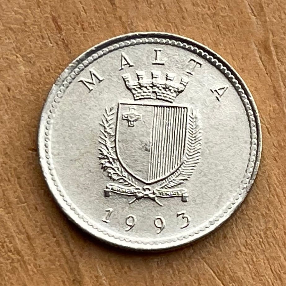 Olive Branch 2 Cents Malta Authentic Coin Money for Jewelry and Craft Making (Peace) (Victory)