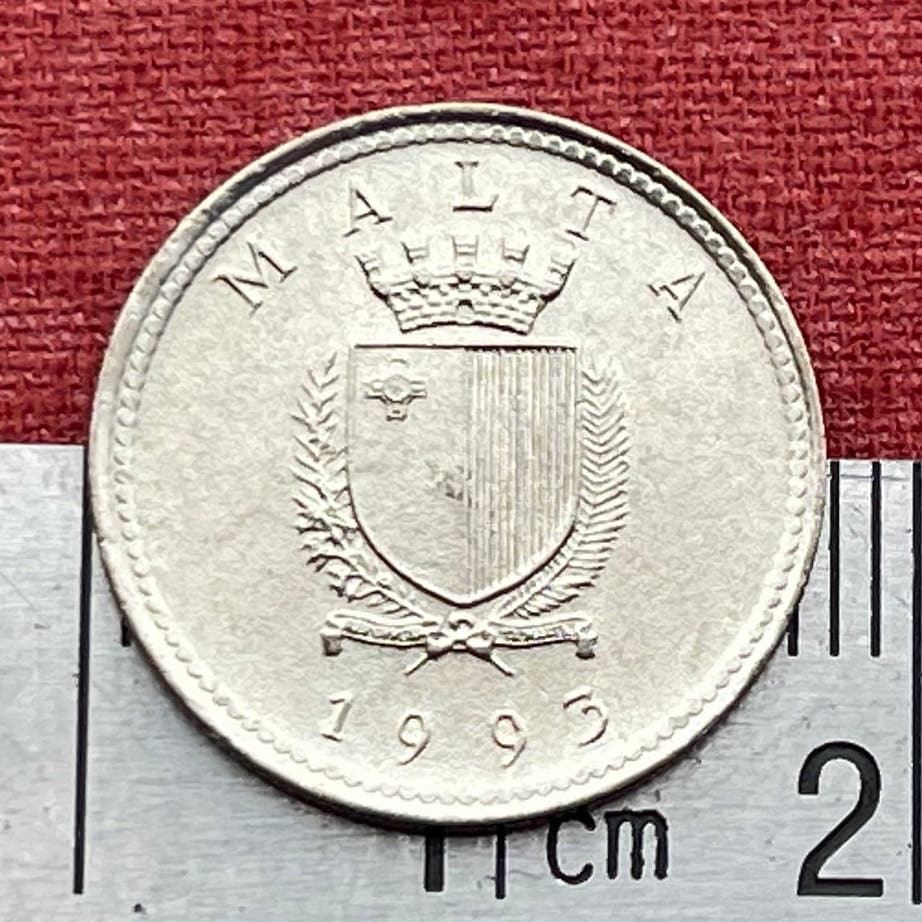 Olive Branch 2 Cents Malta Authentic Coin Money for Jewelry and Craft Making (Peace) (Victory)