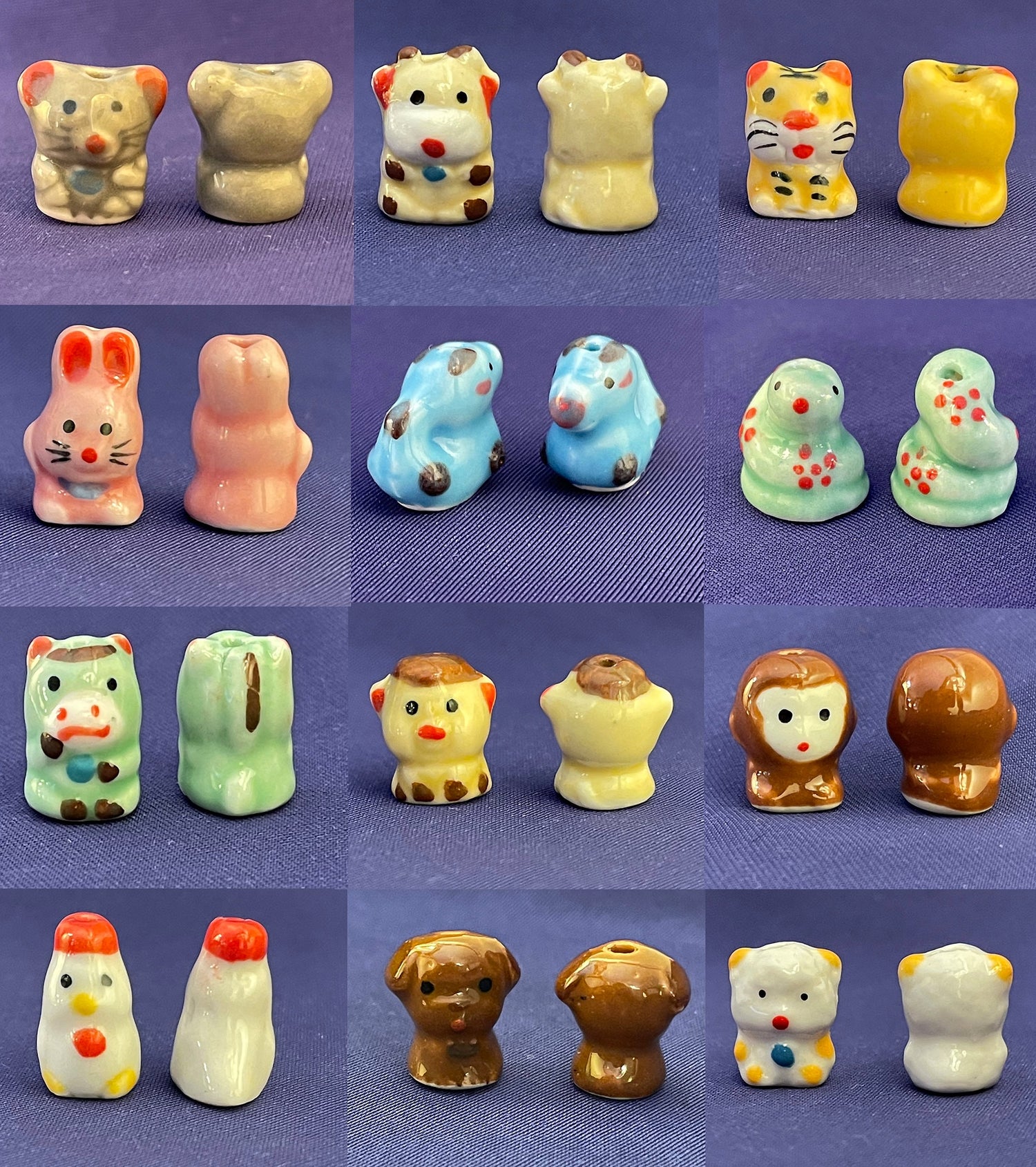 Chinese Zodiac Beads-Astrology; Lunar New Year; birthday; birth year-rat ox tiger rabbit dragon snake horse goat monkey rooster dog pig