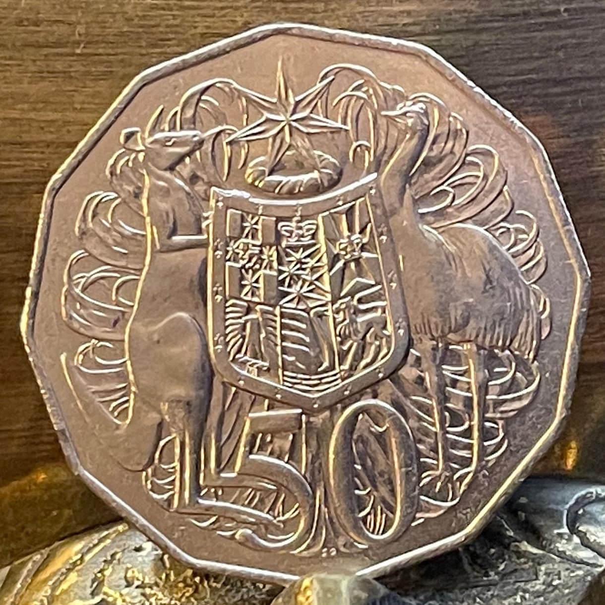 Kangaroo & Emu 50 Cents Australia Authentic Coin Money for Jewelry and Craft Making (Dodecagonal) (12-Sided)