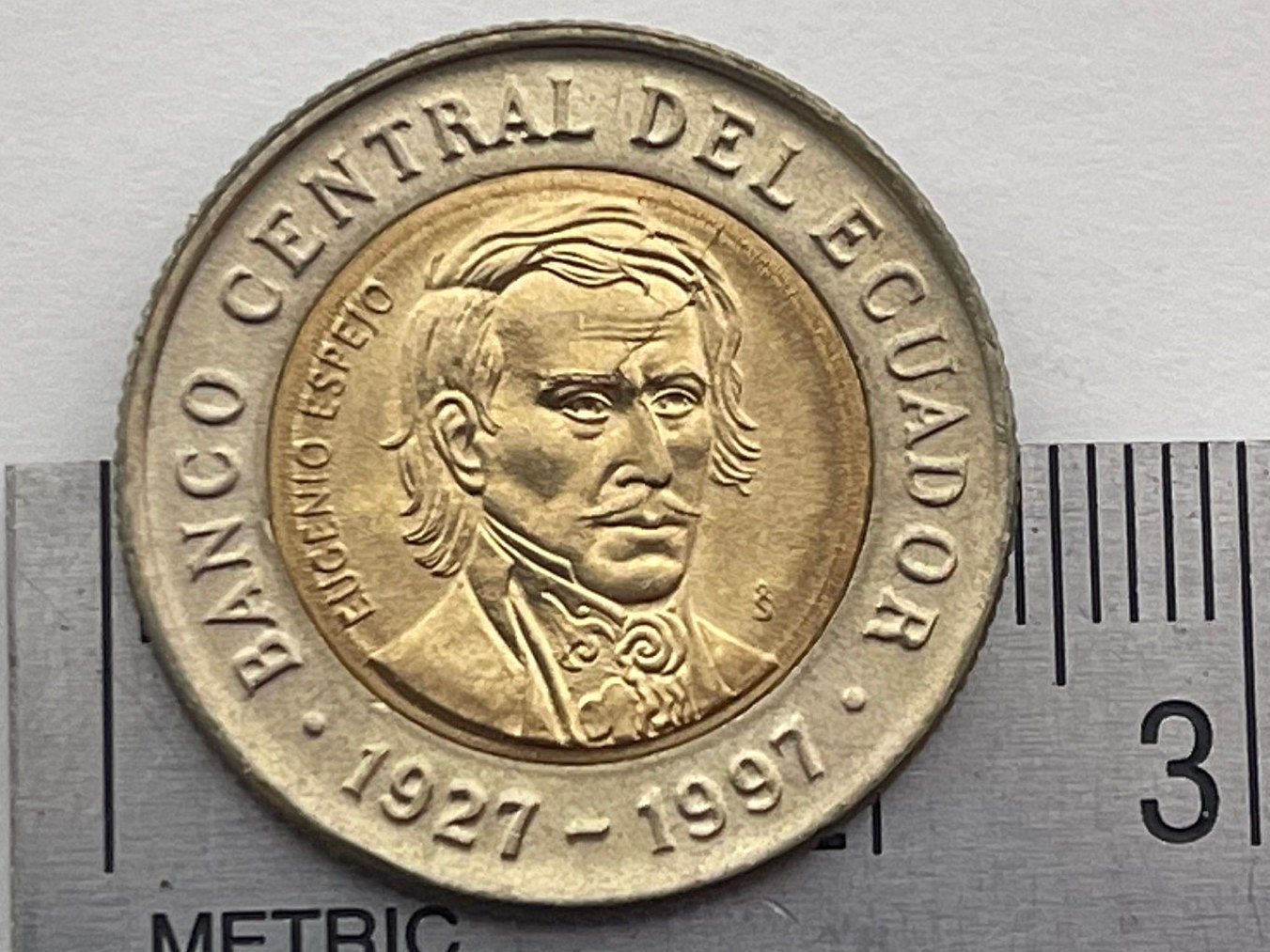 Scientist Reformer Eugenio Espejo 1000 Sucres Ecuador Authentic Coin Money for Jewelry and Craft Making (Bimetallic) (1997)