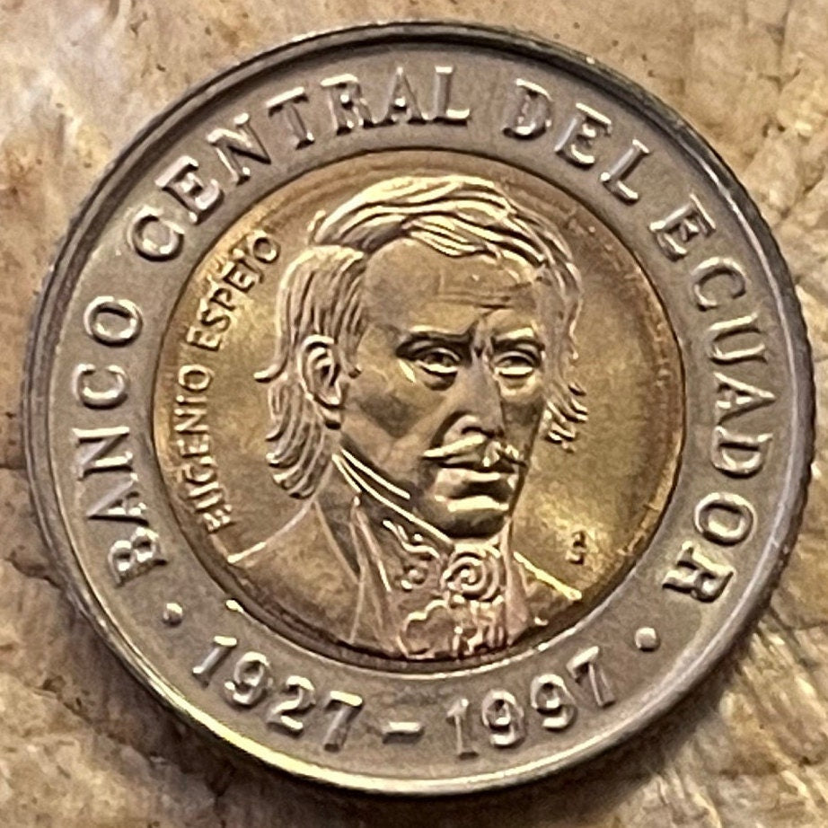 Scientist Reformer Eugenio Espejo 1000 Sucres Ecuador Authentic Coin Money for Jewelry and Craft Making (Bimetallic) (1997)