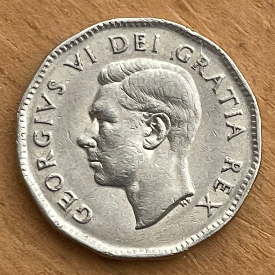 Beaver & King George VI Canada 5 Cents Authentic Coin Money for Jewelry and Craft Making (Condition: Very Fine)