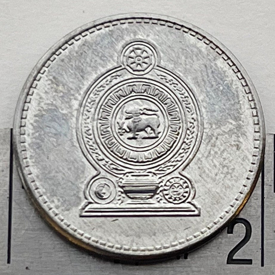 Wheel of Dharma 1 Rupee & Lion with Sword Sri Lanka Authentic Coin Money for Jewelry and Craft Making (Dharmachakra) (Dhammacakka) 2016