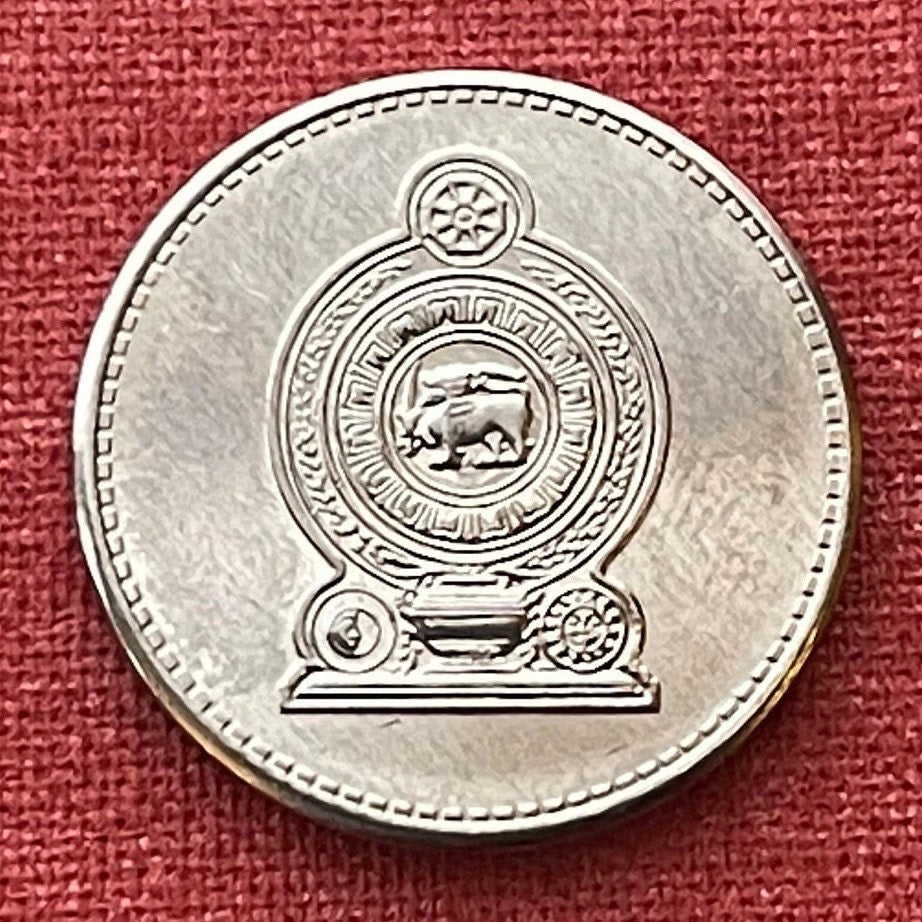 Wheel of Dharma 1 Rupee & Lion with Sword Sri Lanka Authentic Coin Money for Jewelry and Craft Making (Dharmachakra) (Dhammacakka) 2016