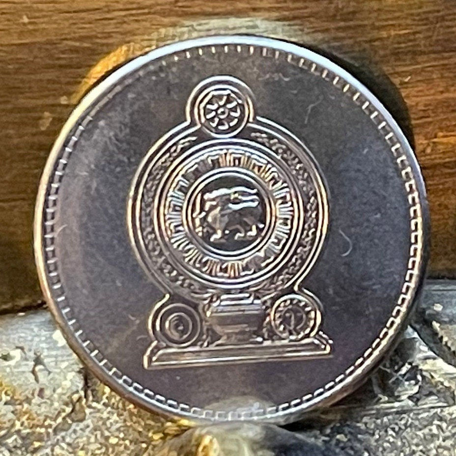 Wheel of Dharma 1 Rupee & Lion with Sword Sri Lanka Authentic Coin Money for Jewelry and Craft Making (Dharmachakra) (Dhammacakka) 2016